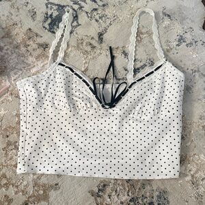 SHEIN Black and White Polka Dot Lace Cami